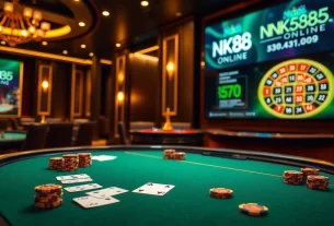 NK88 ONLINE showcases an exciting poker scene with luxurious details and vibrant colors.