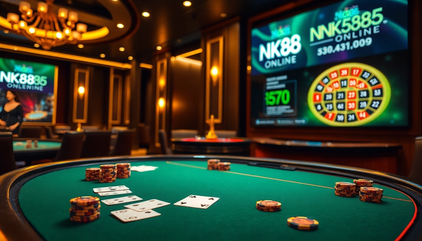 NK88 ONLINE showcases an exciting poker scene with luxurious details and vibrant colors.
