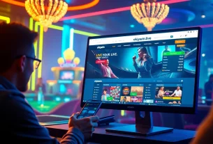 Online betting scene featuring okvipwin.live with vibrant virtual casino games and users engaged in betting.