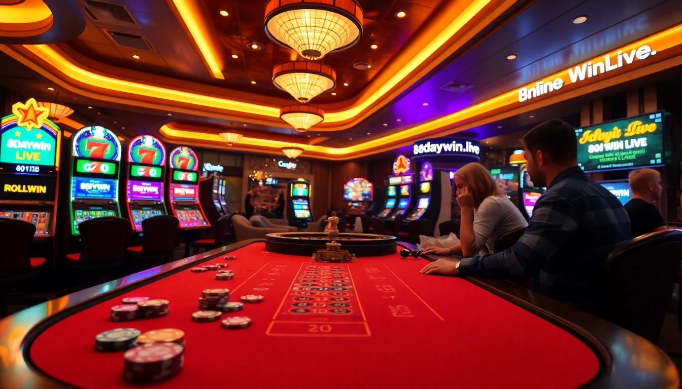Engaging players at poker table surrounded by vibrant atmosphere, showcasing elements of 8daywin.live casino.