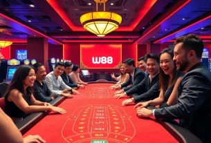 Exciting gaming atmosphere at W88.nyc online casino with diverse players and engaging dealers.